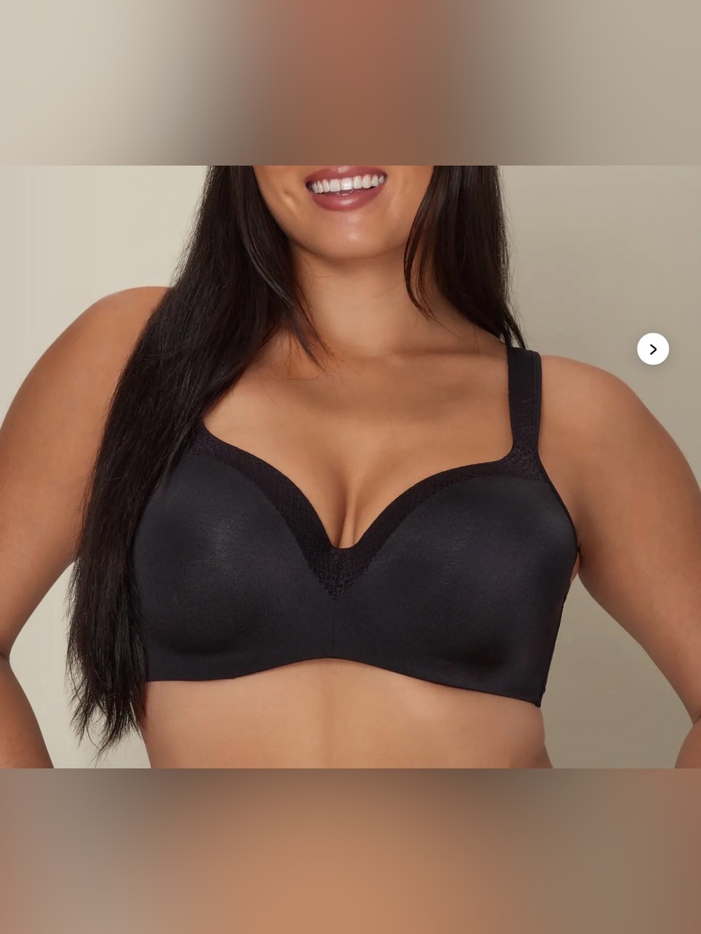 Playtex Black Seamless Hidden Underwire 4 Way Support Bra w/Light Lace Trim36DDD